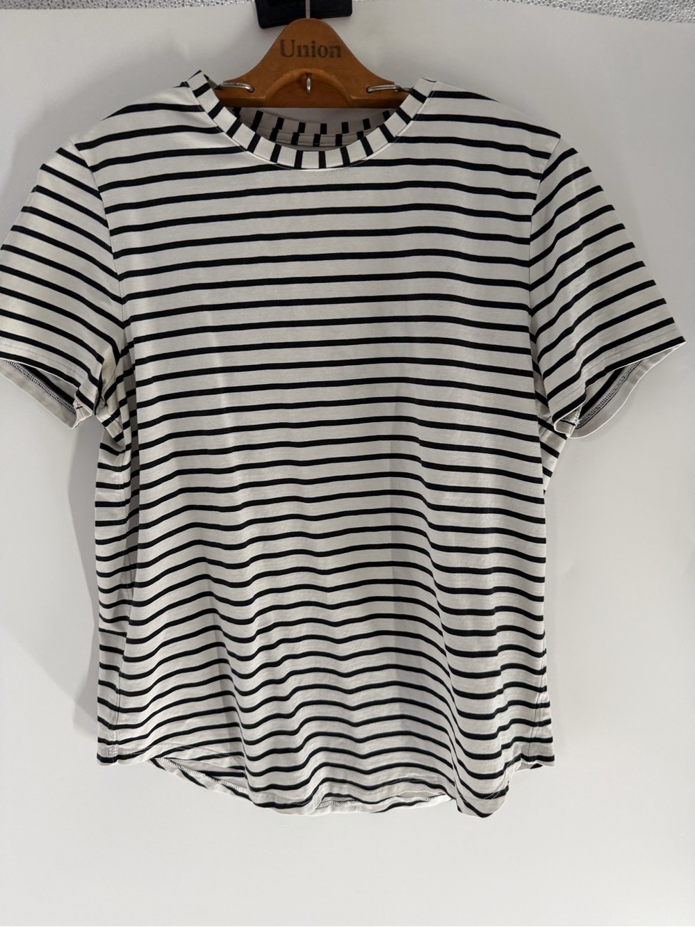 lululemon athletica Black & White Striped Short Sleeve Tee